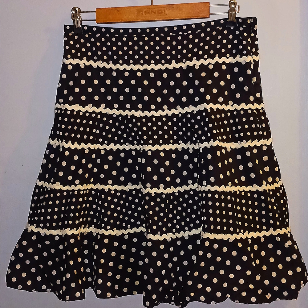 BCBGMAXAZRIA  Polkadots And Rick Rack Skirt Size 8
